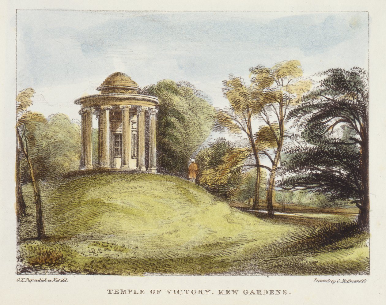 Temple of the Sun, Arboretum, Kew Gardens, plate 20 from Kew Gardens: A Series of Twenty-Four Drawings on Stone, engraved by Charles Hullmandel, published 1820 by George Ernest after Papendiek