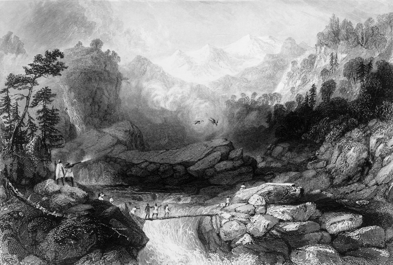 Crossing by a Sangha, near Jumnootree by George Francis White