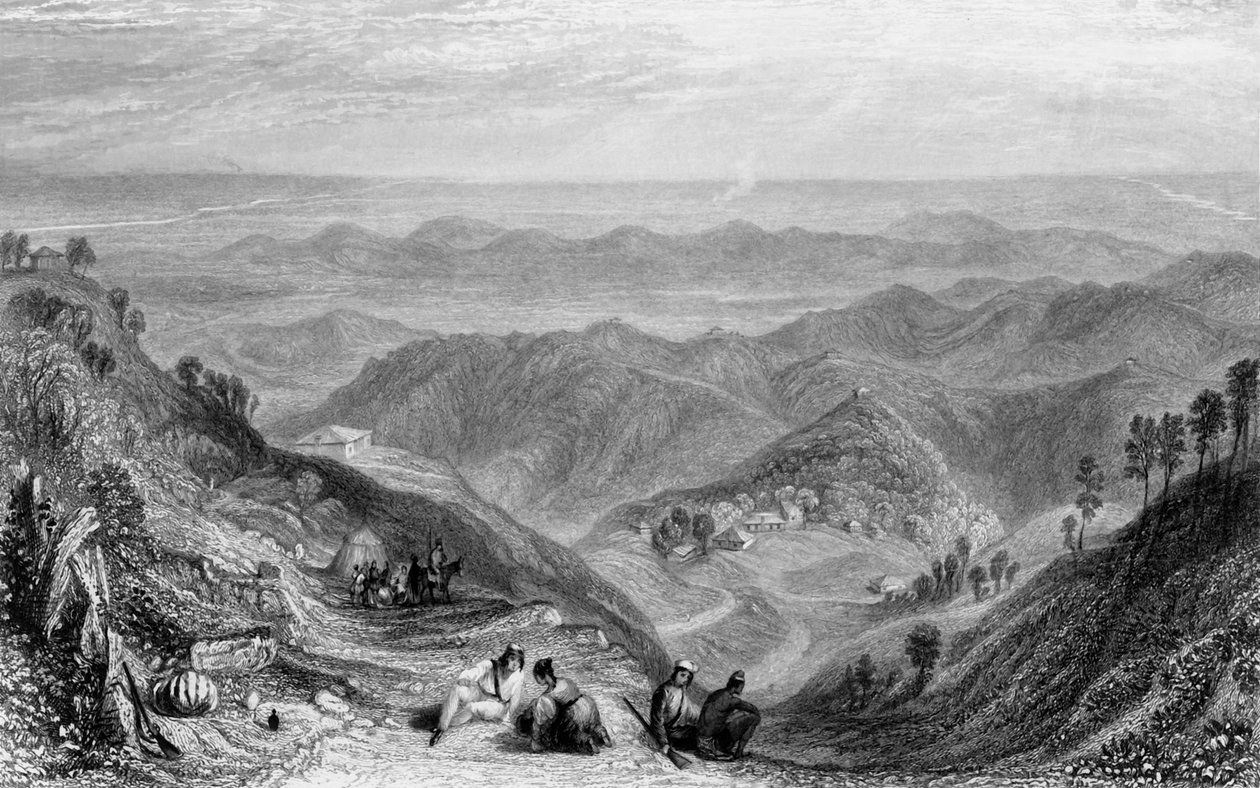 Mussooree and the Dhoon, from Landour, 1838 by George Francis White