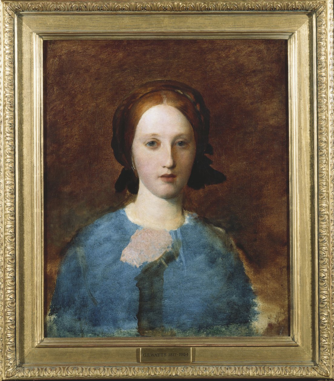 Portrait of Mrs. Prescott Decie, Bust Length, in a Blue Dress - A Sketch by George Frederick Watts