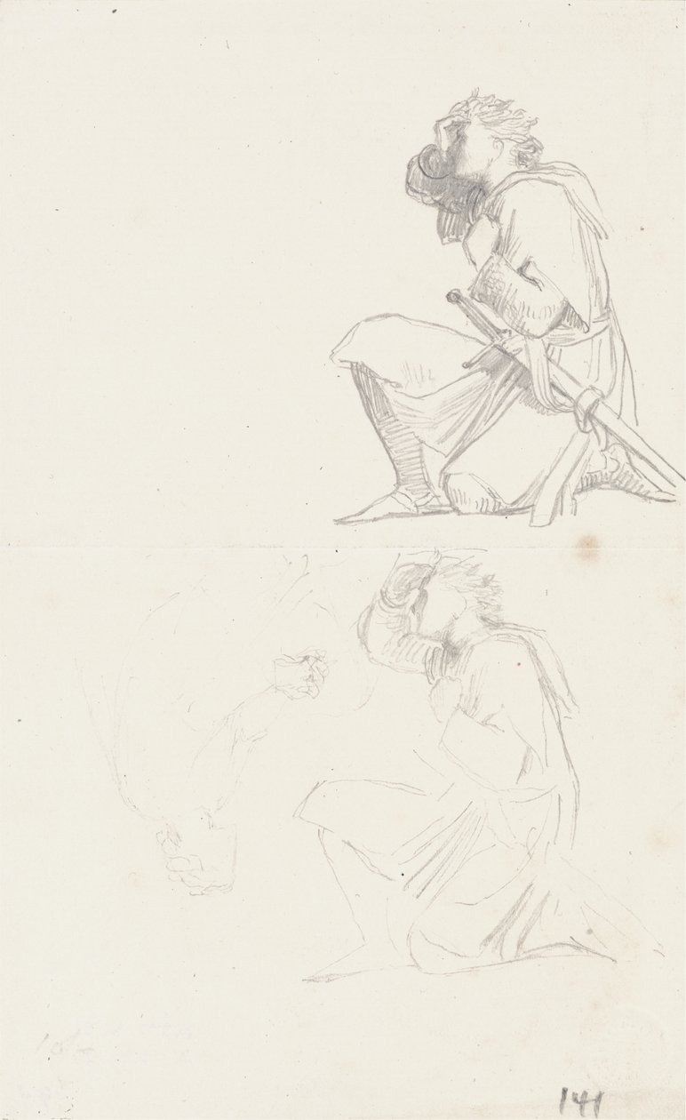Studies of a Kneeling Knight by George Frederick Watts