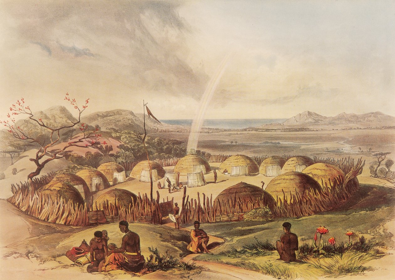 Typical Kraal Near the Umlazi River in Natal by George French Angas