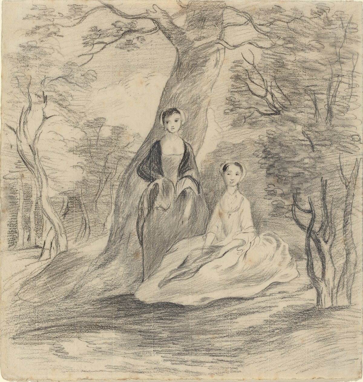 Two Girls in a Landscape by George Frost