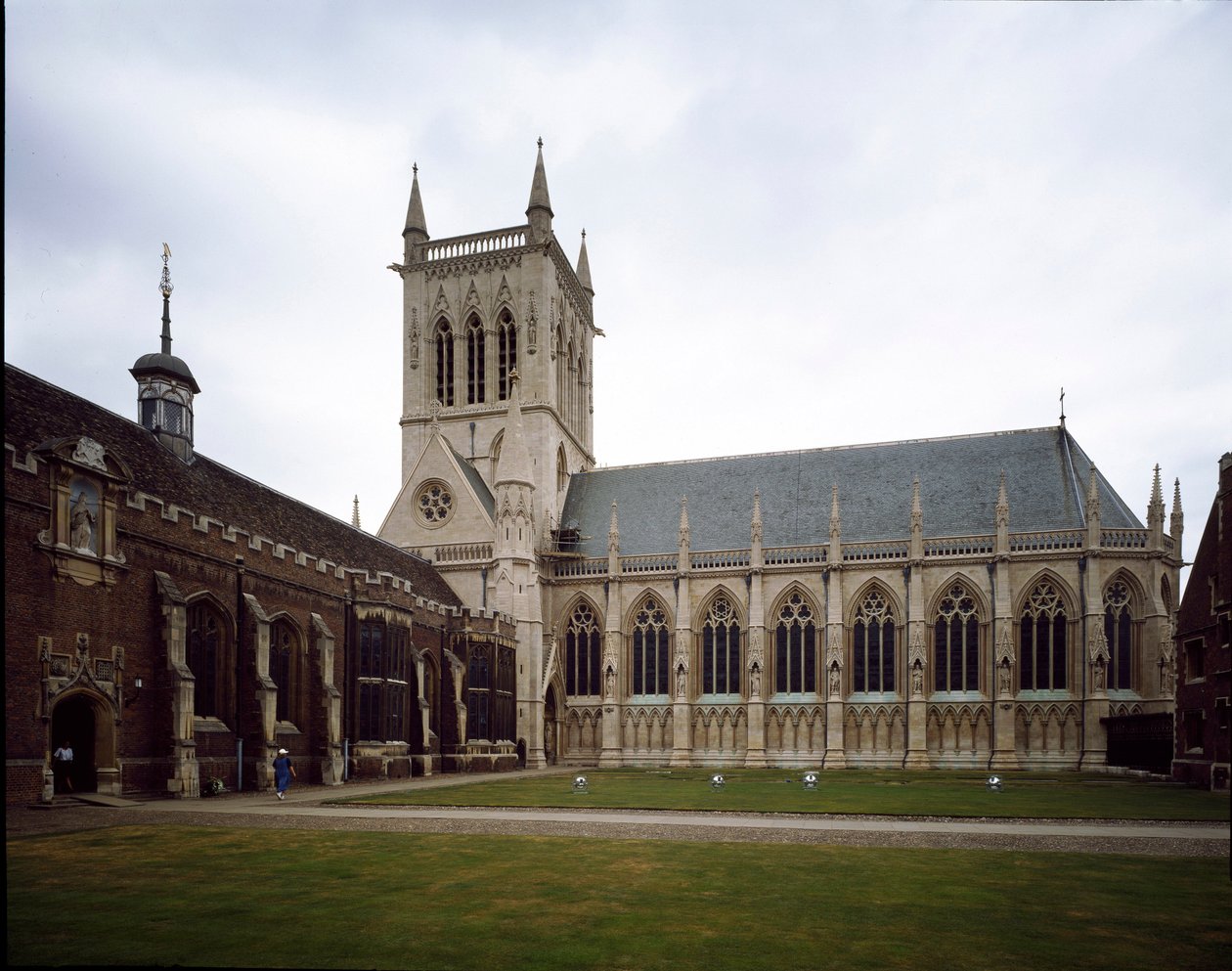 Gothic art: view of Saint John College founded in 1511 by the Countess of Richmond. The chapel was built in 1864 on a project by Sir George Gilbert Scoot. University of Cambridge, England by George Gilbert Scott