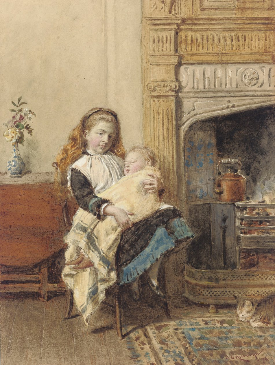 Minding Baby, 1896 by George Goodwin Kilburne