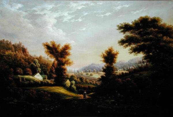Girl on a Path (oil on canvas) by George Gunter Hartwick