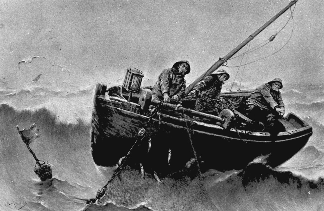 Herring fishing. Illustration by Haquette, Georges Jean Marie. by George Haquette