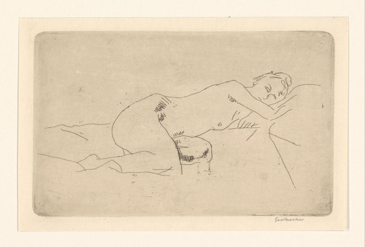 Reclining Female Nude by George Hendrik Breitner (signed by artist)