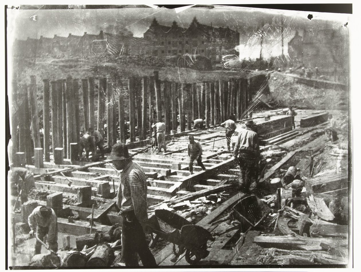 Construction Workers in a Construction Pit on Van Diemenstraat in Amsterdam by George Hendrik Breitner