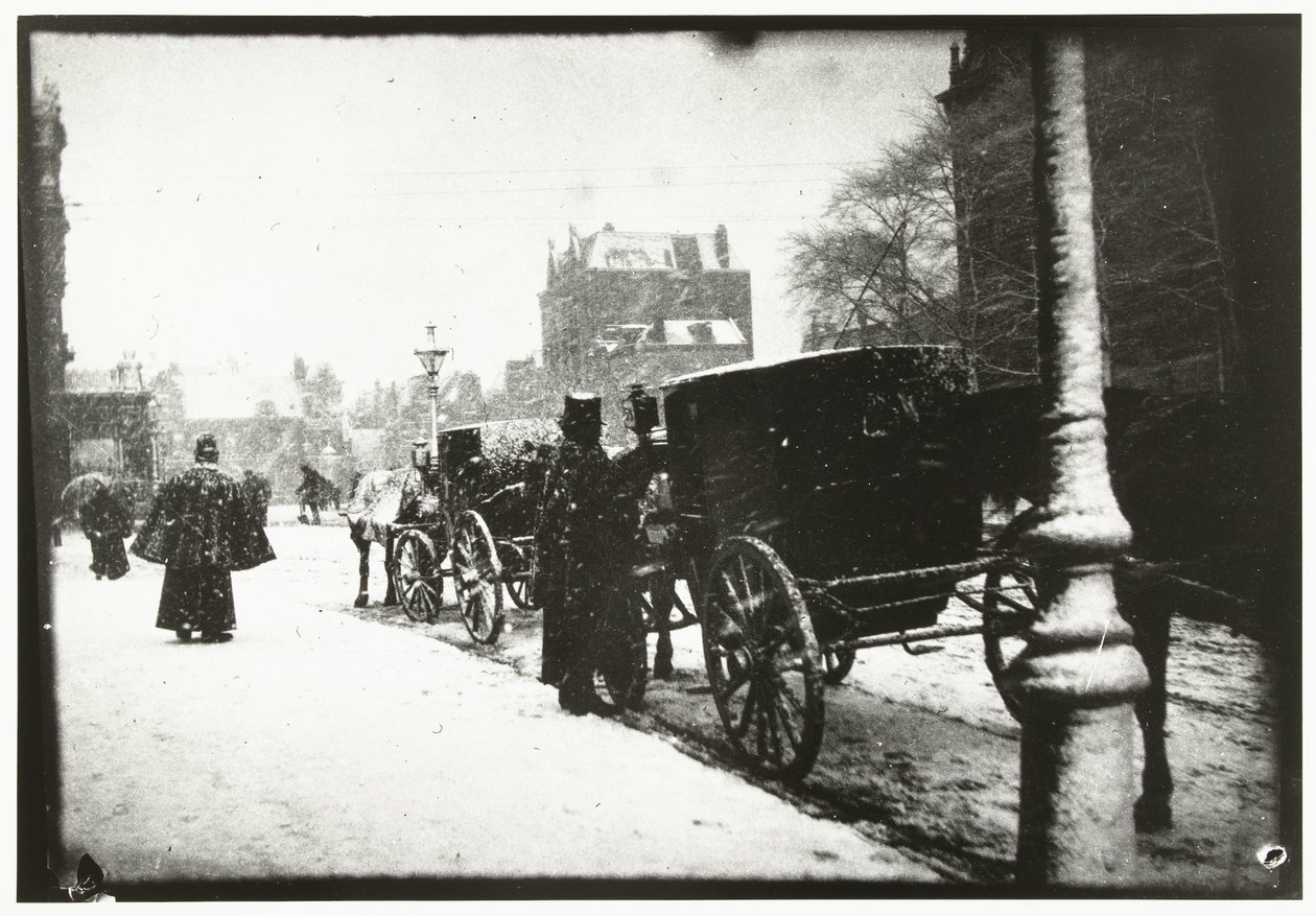 View of Leidseplein in Amsterdam with Carriages on a Winter Day by George Hendrik Breitner