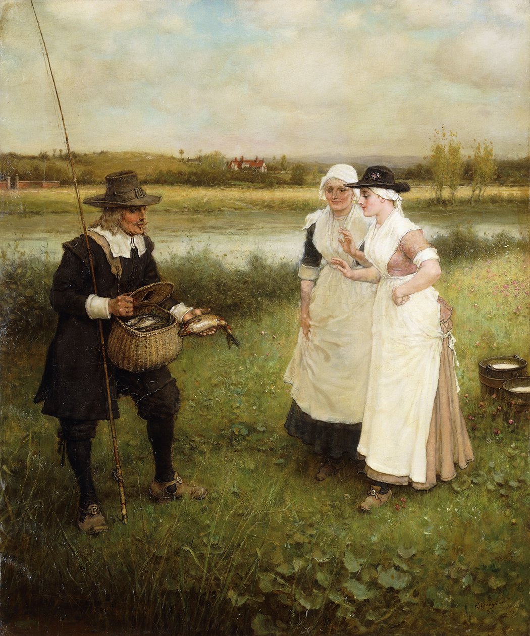Isaac Walton and the Milkmaids by George Henry Boughton