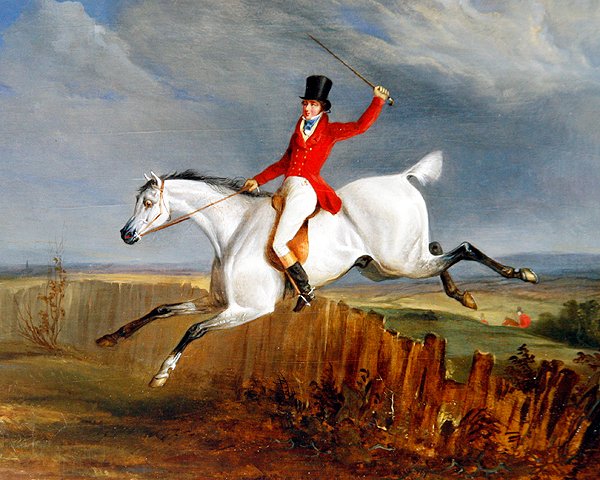 Gentleman on his grey hunter by George Henry Laporte
