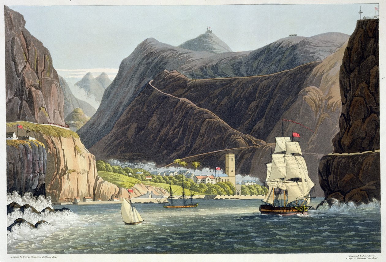 The Roads, St. Helena, engraved by Robert Havell, 1815 by George Hutchins Bellasis