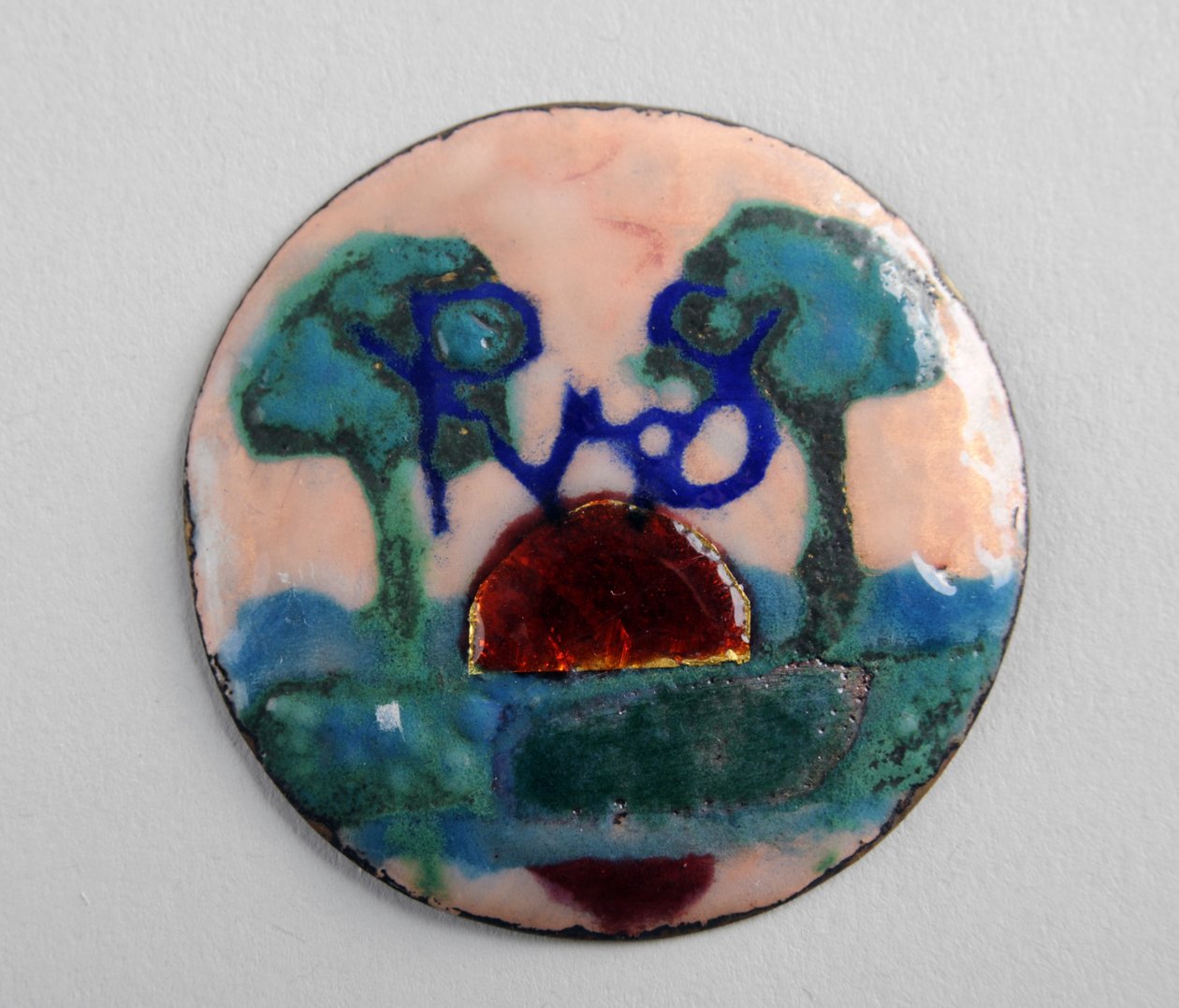 Circular enamel plaque by George James Frampton