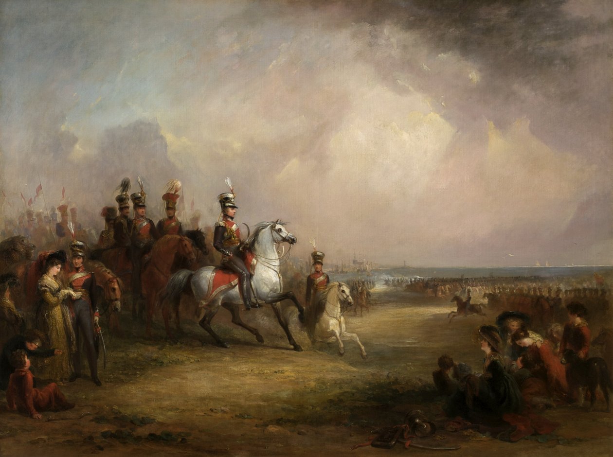Colonel Sir John Leicester, Bt, and the Kings Cheshire Yeomanry Cavalry Exercising on the Sands at Liverpool by George Jones