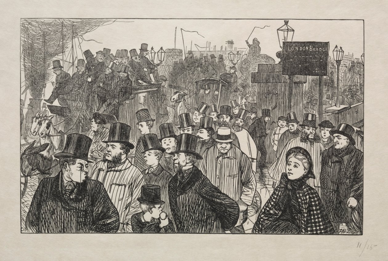 The Living Stream at London Bridge - On the Bridge by George Louis Palmella Busson Du Maurier