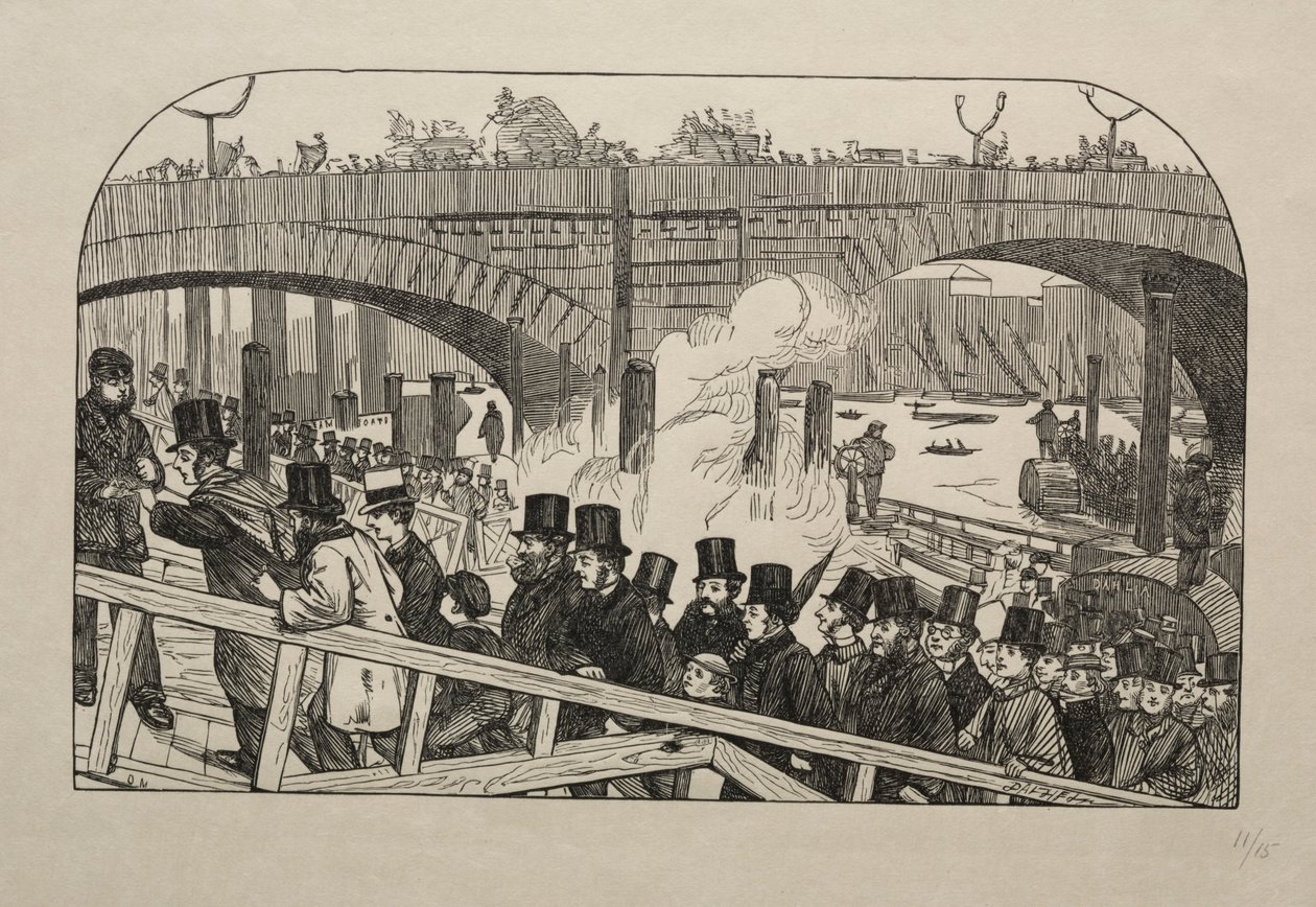 The Living Stream at London Bridge - Under the Bridge, 1863 by George Louis Palmella Busson Du Maurier