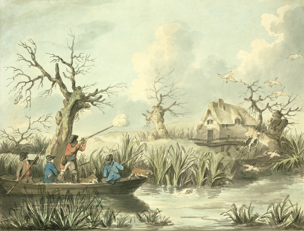 Duck Shooting, etched by Thomas Rowlandson, pub. by J. Harris by George Morland