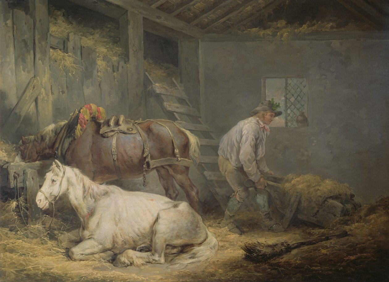 Horses in a Stable by George Morland