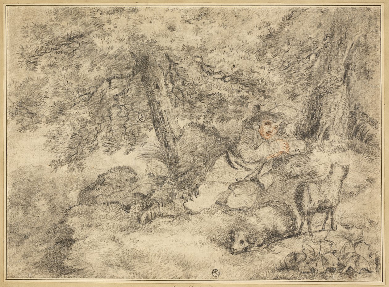 Shepherd Boy with Lambs in Woods by George Morland