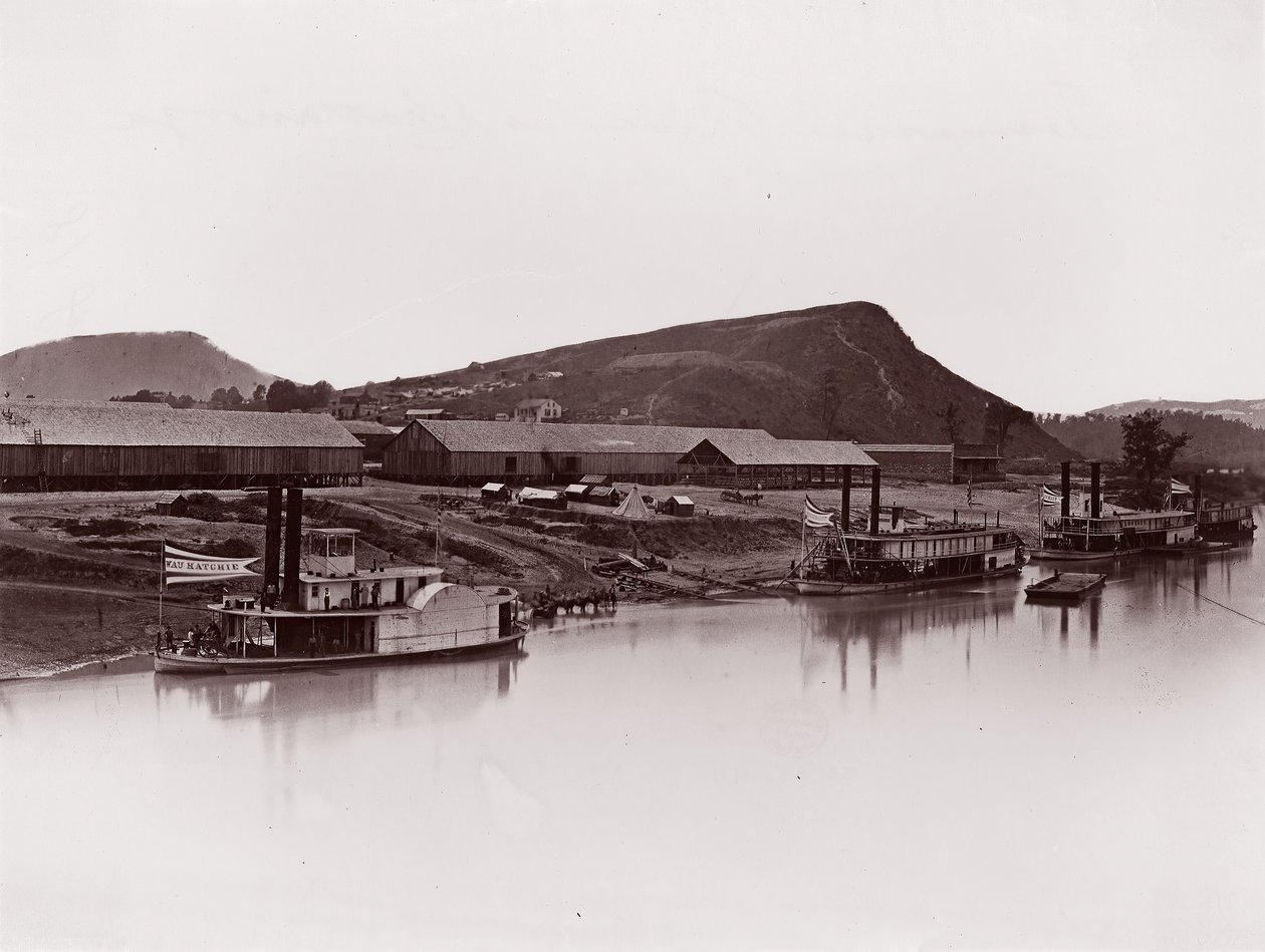 Tennessee River at Chattanooga and Lookout Mountain Spur, ca. 1864 by George N. Barnard