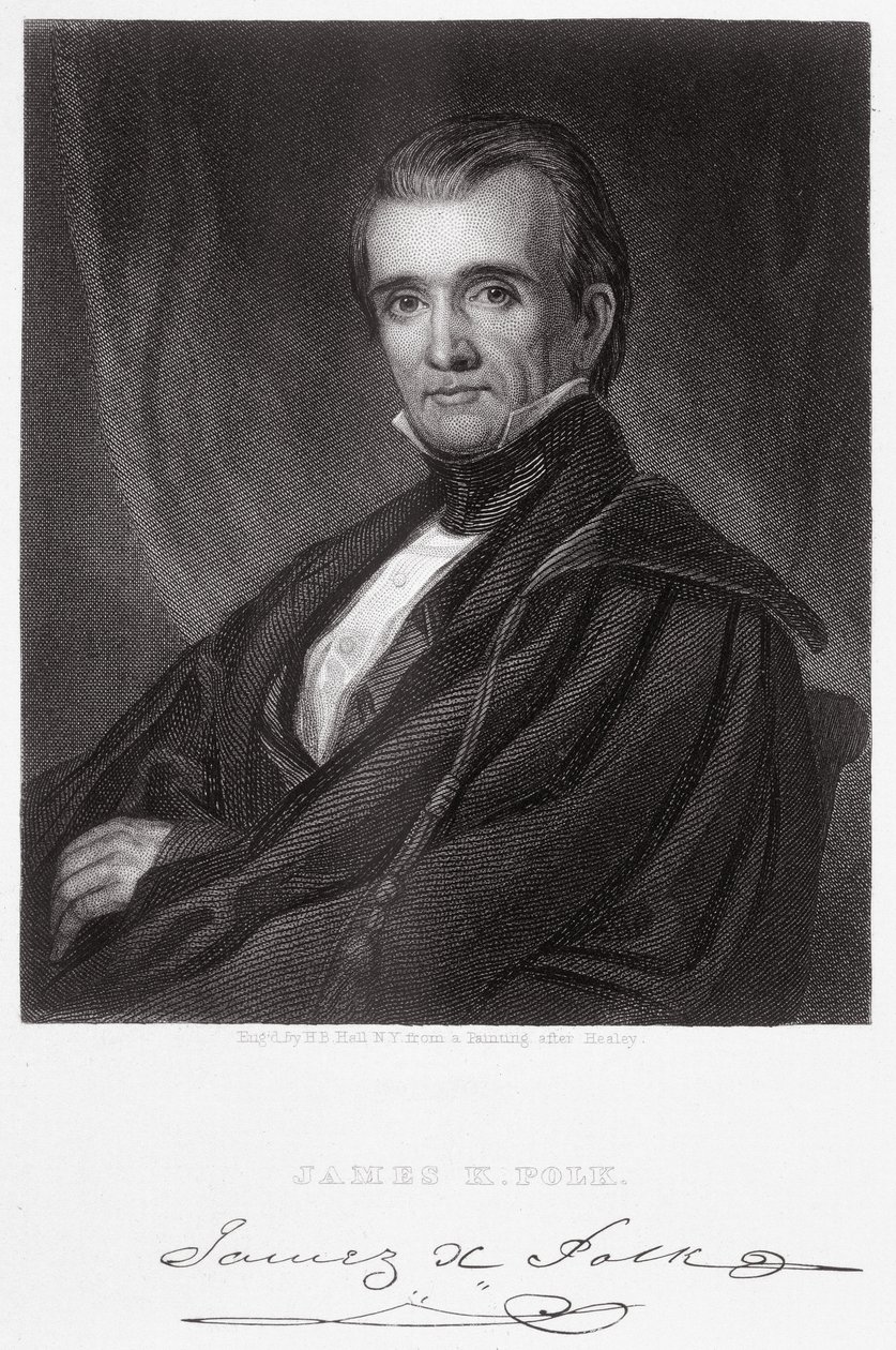 James Knox Polk, engraved by Henry Bryan Hall by George Peter Alexander Healy
