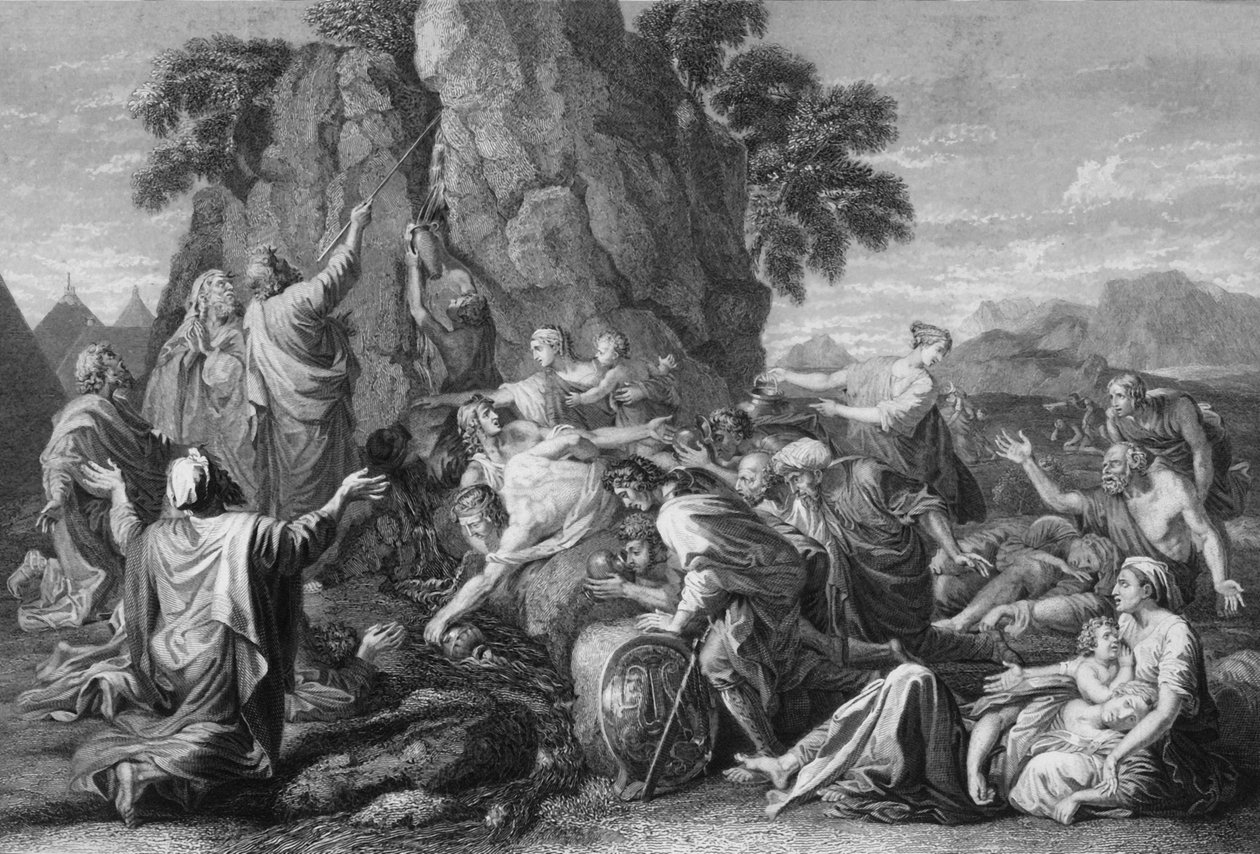 Moses Smote the Rock Twice, and the Water Came Out Abundantly by George Presbury