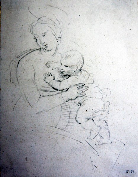A Mother and Her Child - Study for the Ancients by George Richmond
