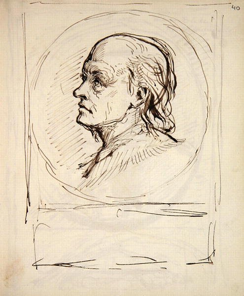 Portrait of William Blake, from a notebook used by the artist for sketches and notes by George Richmond