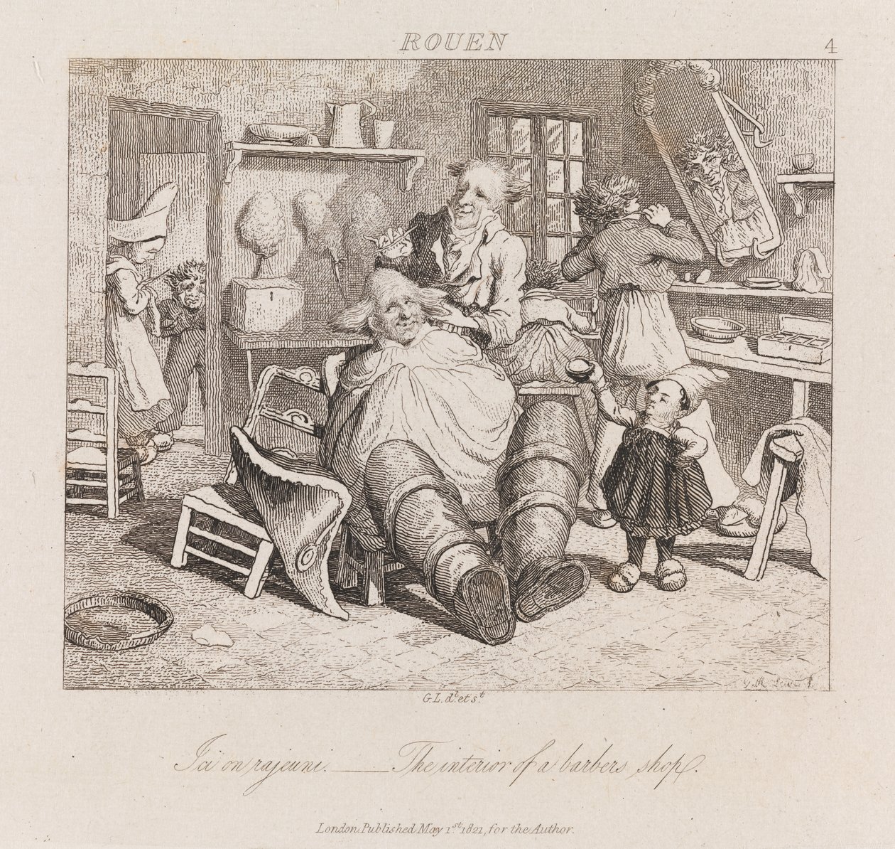 Barber Shop, Rouen, c.1821 by George Robert Lewis