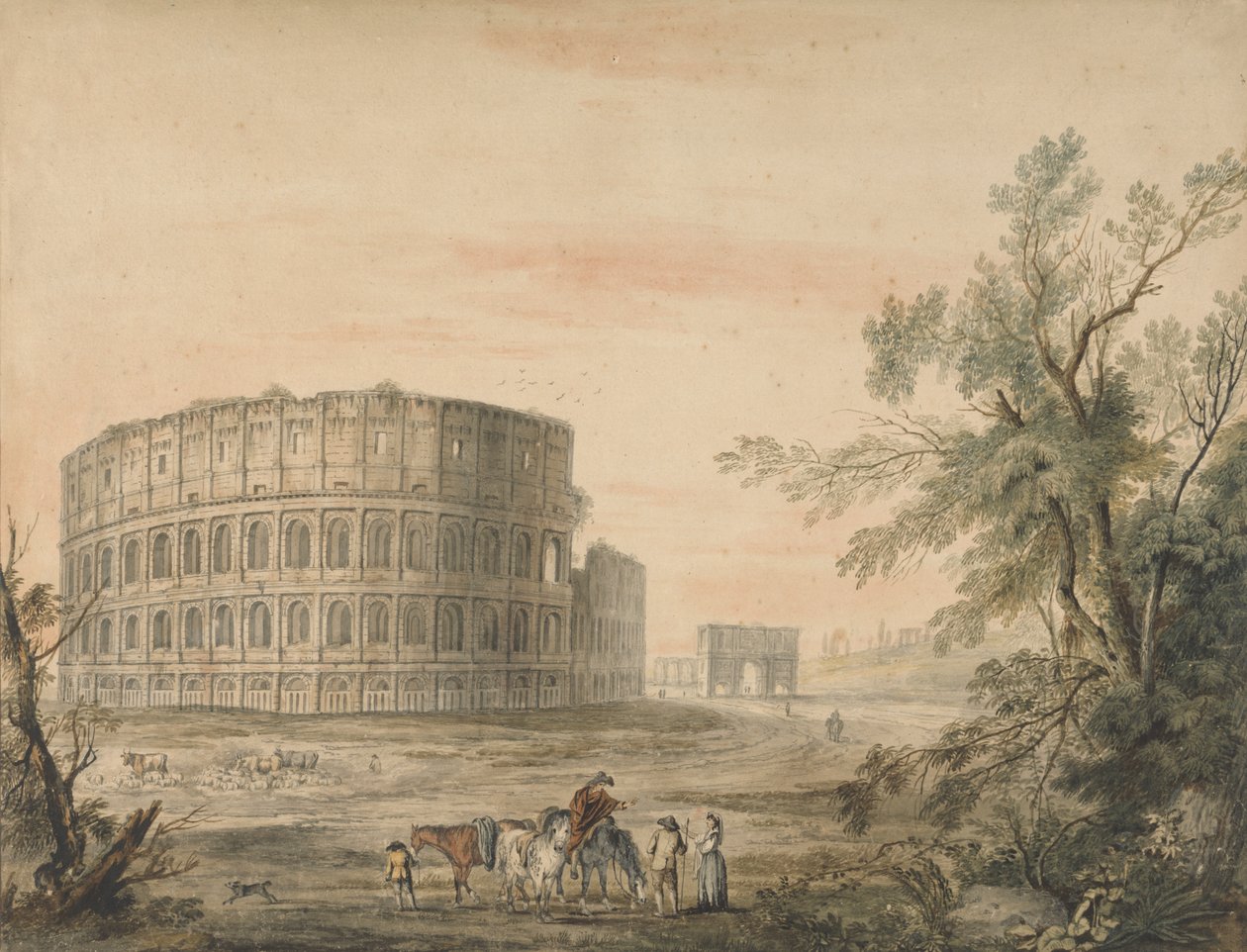 Colosseum, Rome, with Arch to the Left by George Robertson