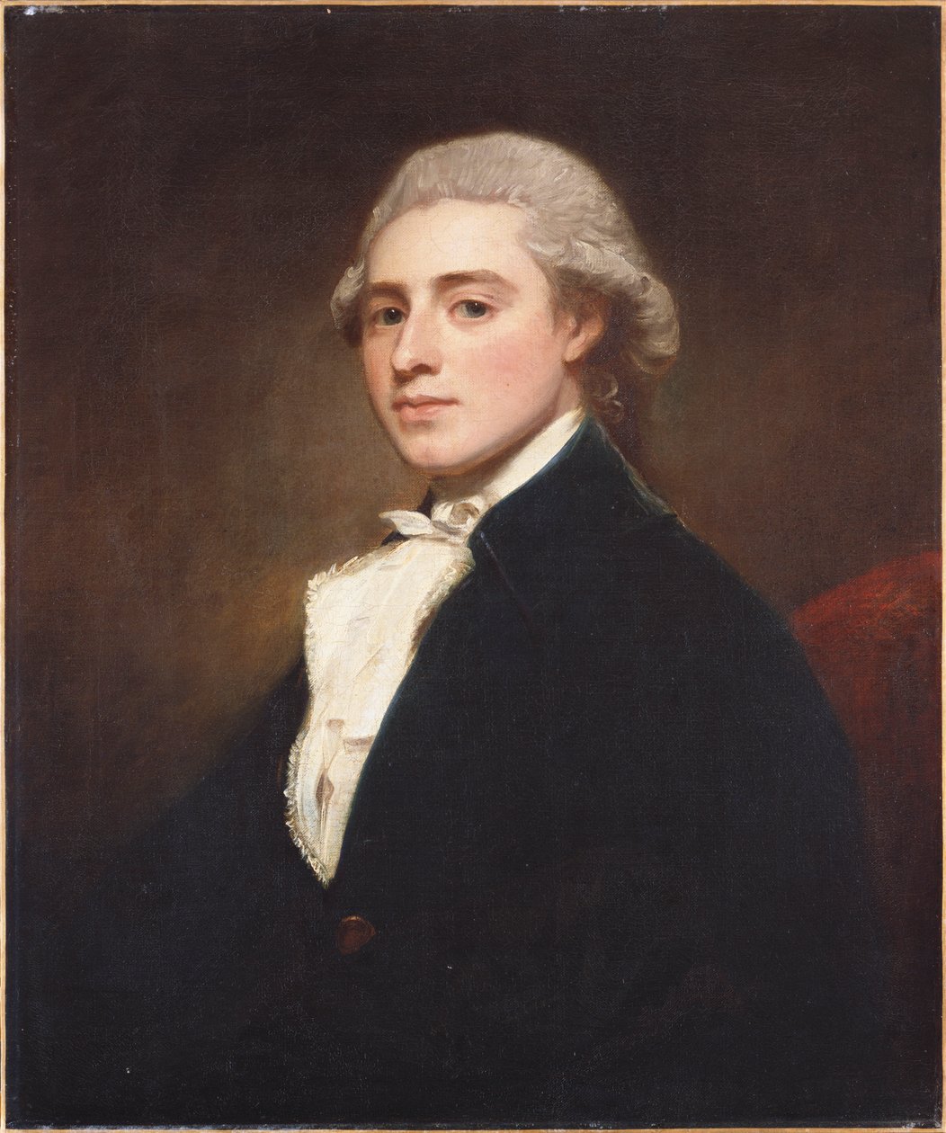 Portrait of James Dashwood, Half Length, Wearing a Blue Jacket and White Jabot by George Romney