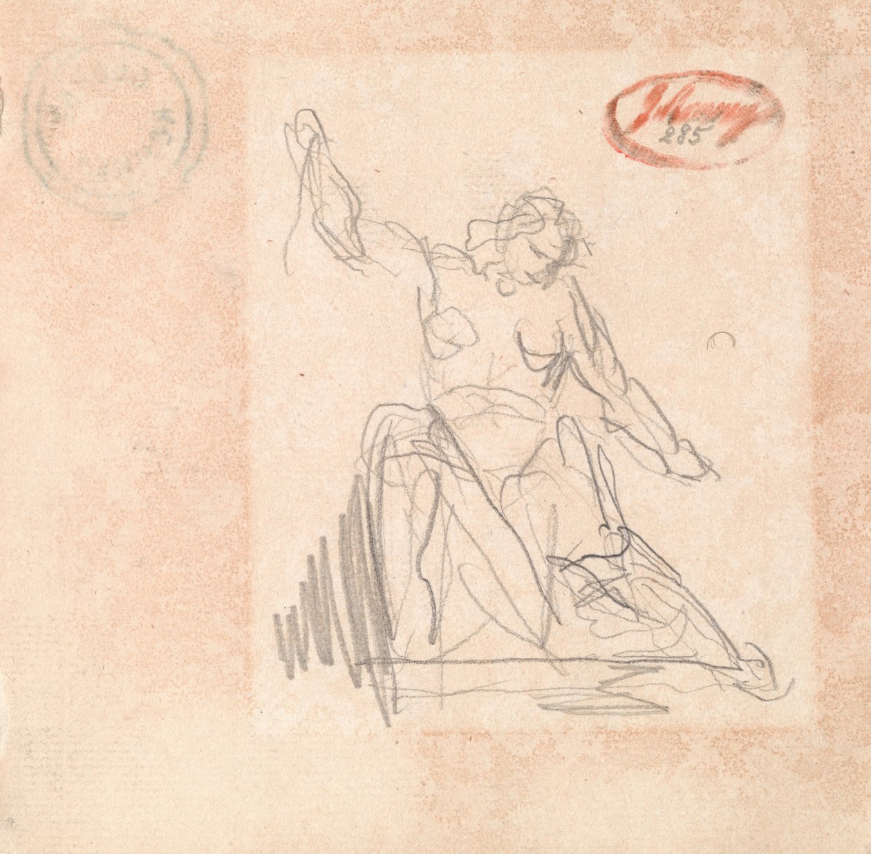 Seated Figure with Upraised Arm by George Romney