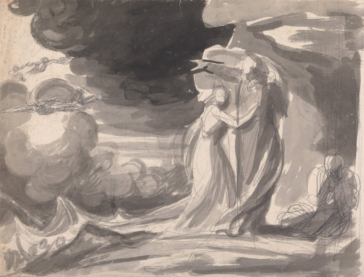 Study for the Shipwreck Scene, The Tempest: Prospero, and Miranda by George Romney