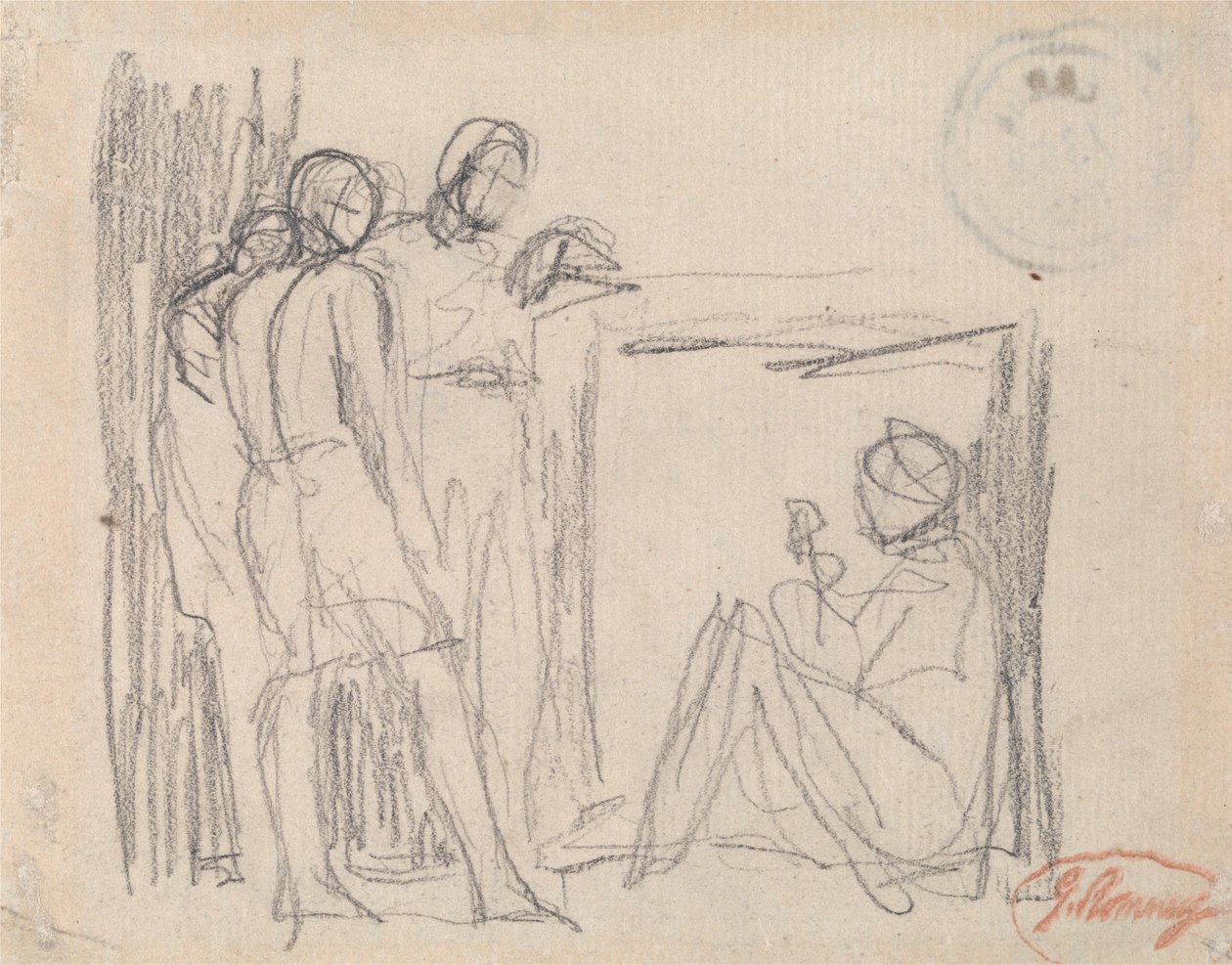 Three Standing Figures Before a Seated Figure by George Romney