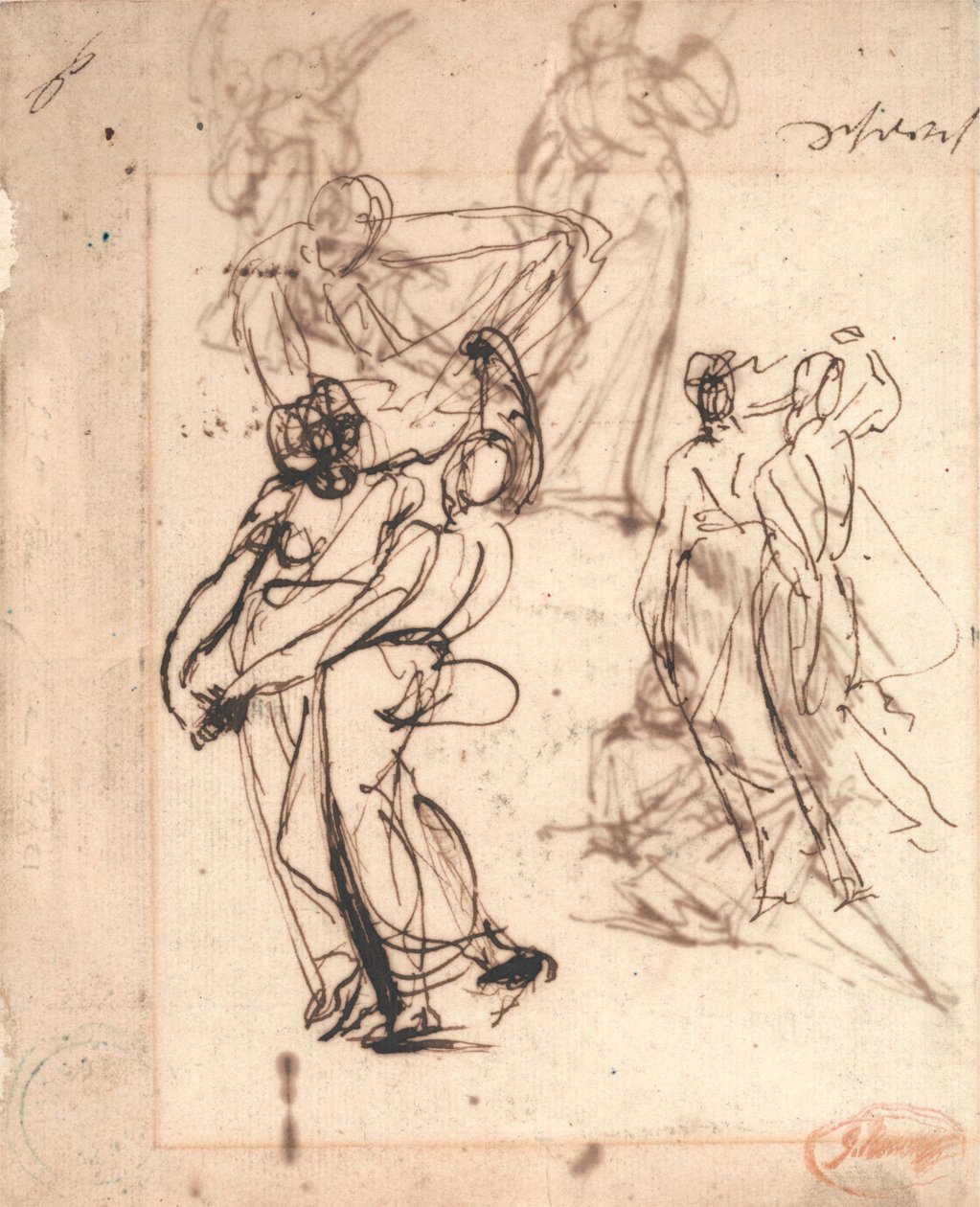 Two Studies of Couples Dancing by George Romney