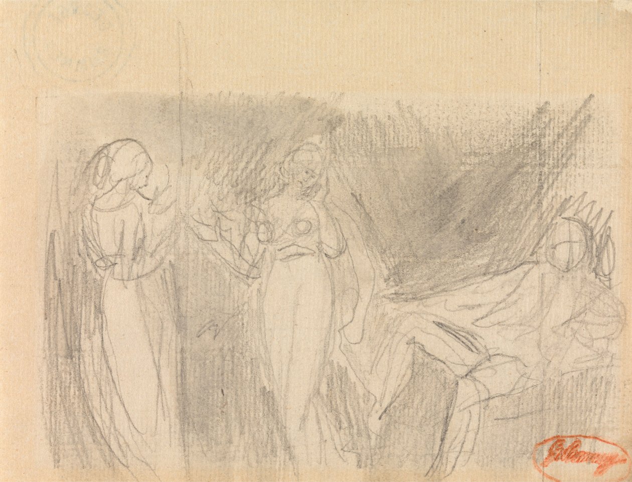 Two Women and a Seated Man by George Romney