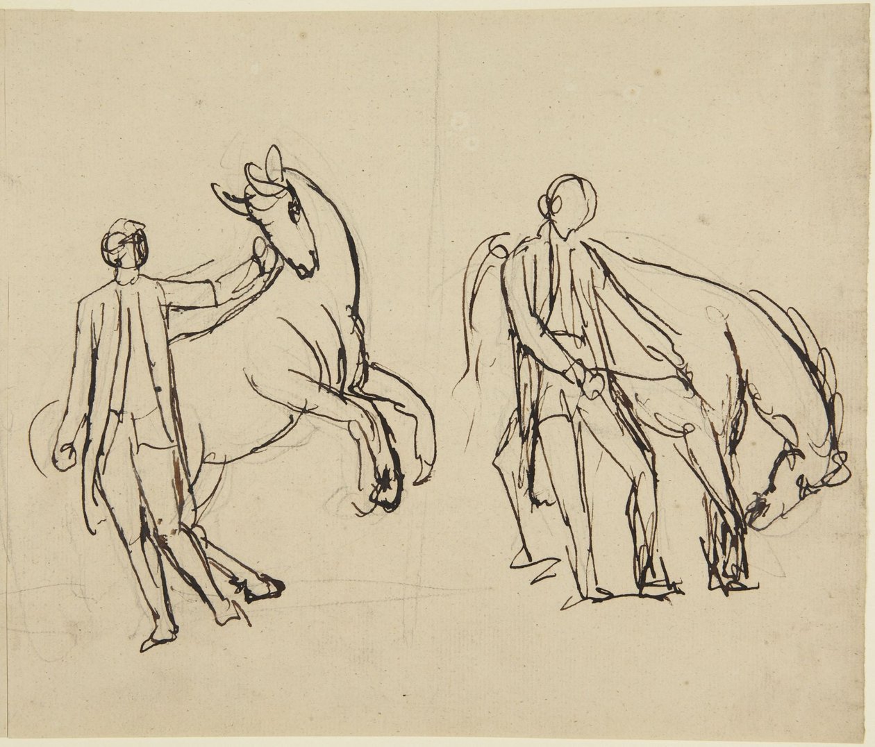 Two Studies for a Portrait of a Man with a Horse by George Romney