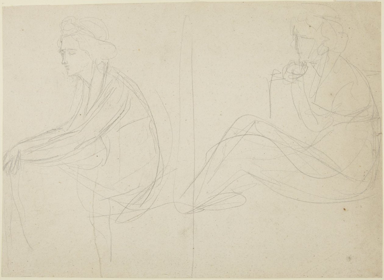 Two Studies of a Seated Woman by George Romney