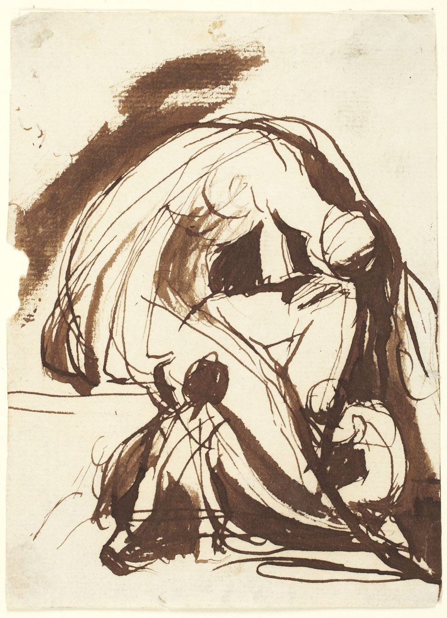 Woman in Sorrow with Two Children by George Romney