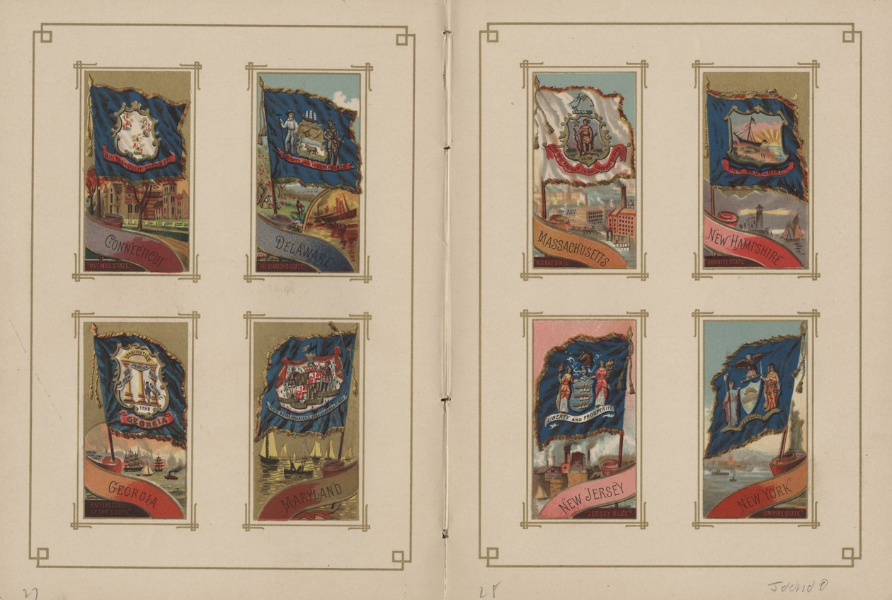 Flags of All Nations and the United States of America - Pages 27 and 28, 1887 by George S. and Sons Harris