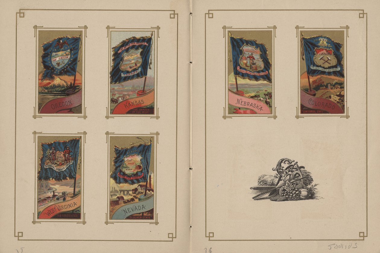 Flags of All Nations and the United States of America - Pages 35 and 36, 1887 by George S. and Sons Harris