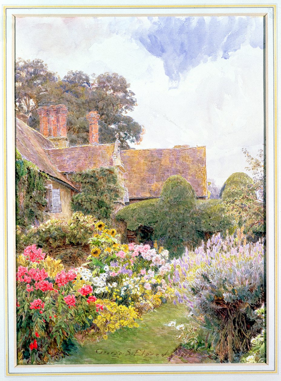 The Gardens of the Manor House, Cleeve Prior, Worcestershire by George Samuel Elgood