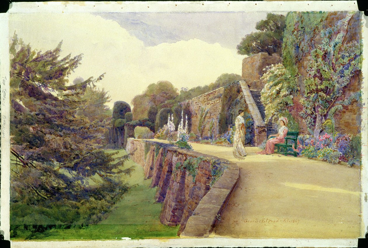 The Terrace at Berkeley Castle, Gloucestershire, 1887 by George Samuel Elgood
