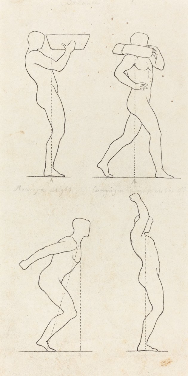 Bearing a Weight; Preparing to Jump, and Alighting by George Scharf after John Flaxman