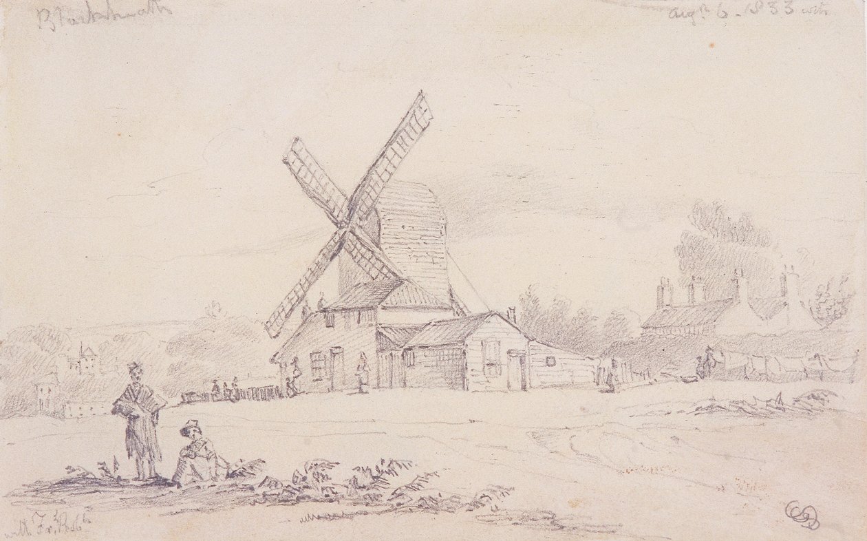 View of Mill with a Windmill on Blackheath, Greenwich, London by George Shepheard