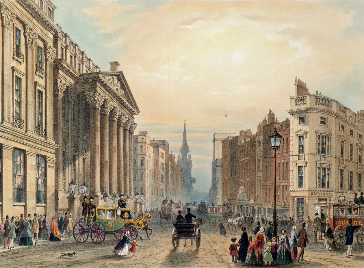 Mansion House looking towards Cheapside, engraved by Thomas Picken published by Ackermann by George Shepherd