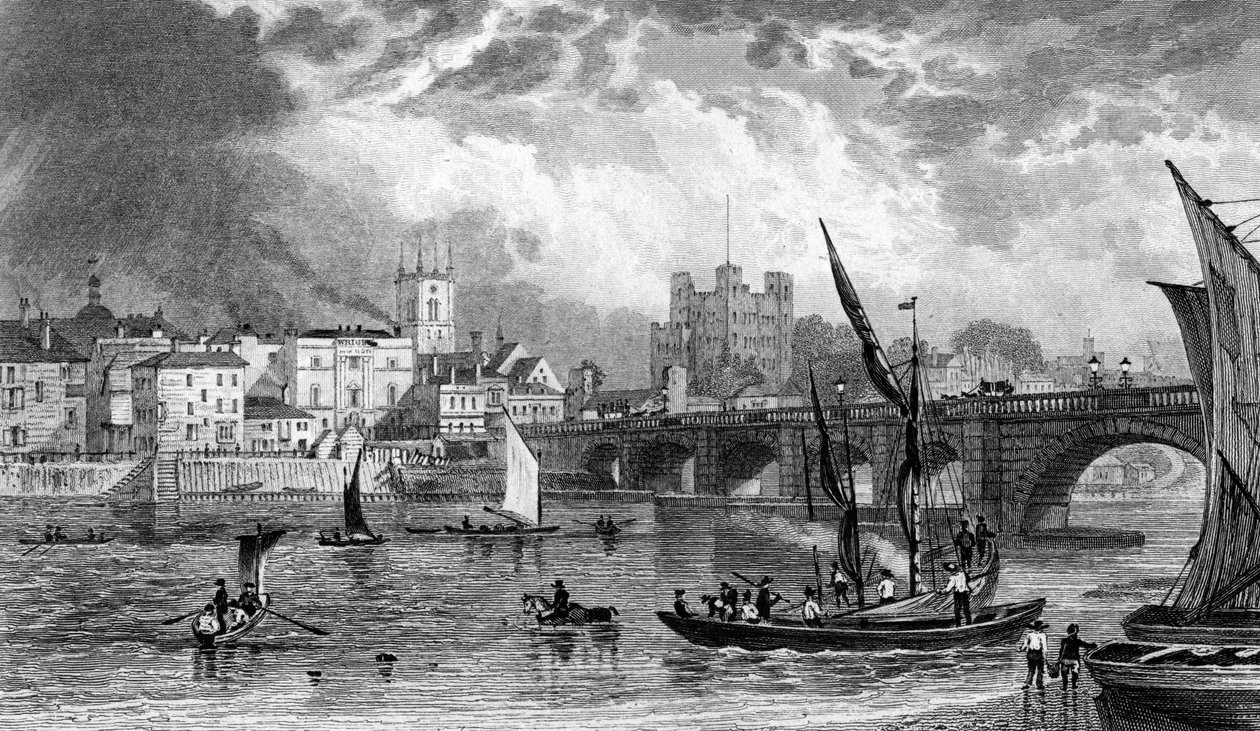 Rochester Bridge, engraved by H. Adlard by George Shepherd
