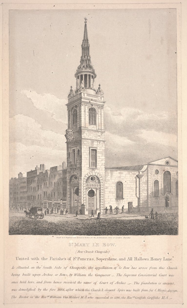 St. Mary Le Bow, Engraved by William Wise by George Shepherd