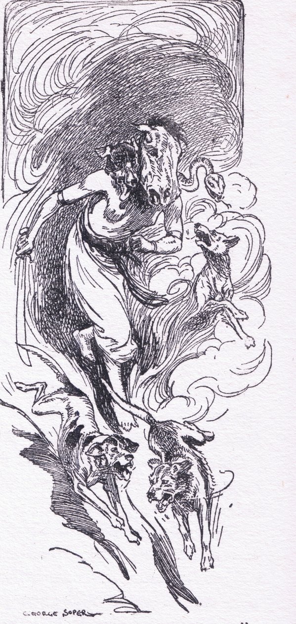 Brimo the wild witch huntress, from The Heroes published by George Allen and Unwin 1929 by George Soper